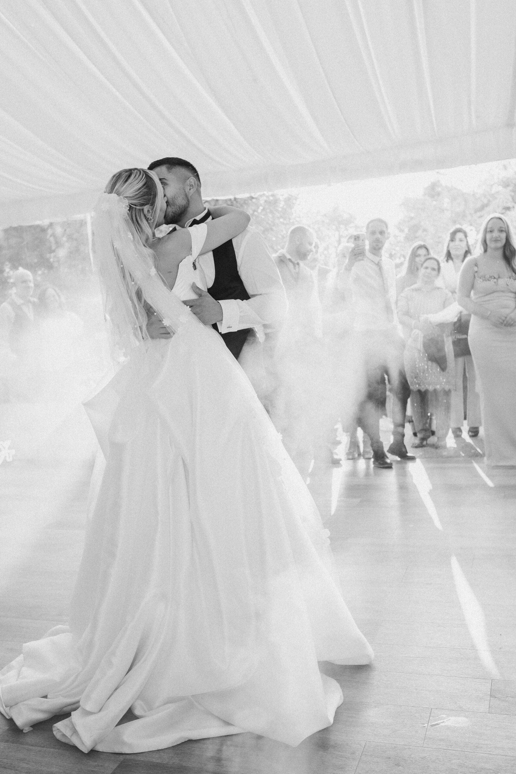 Magical first dance moment with sunlight pouring in at The Hop Rooms