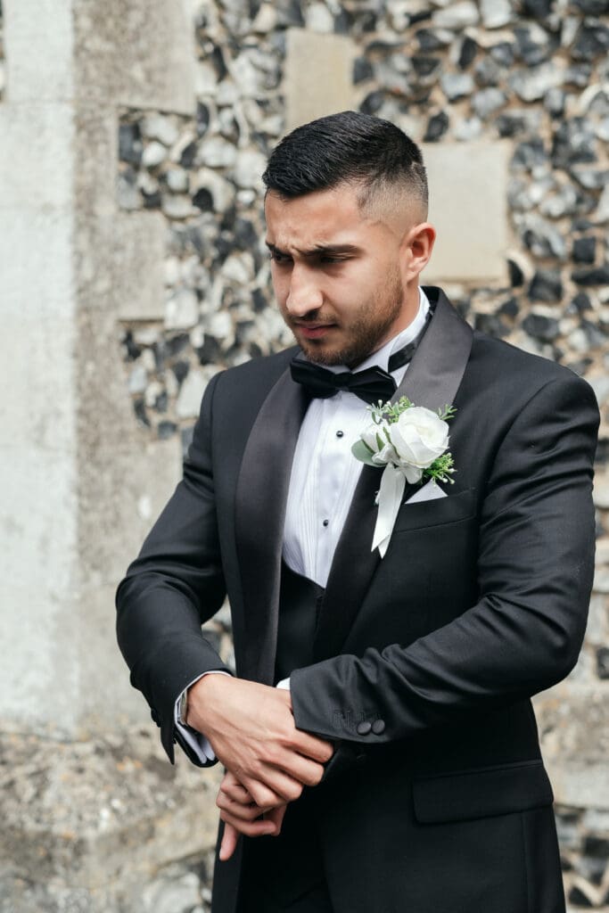 Groom getting ready for the Wisbech wedding ceremony
