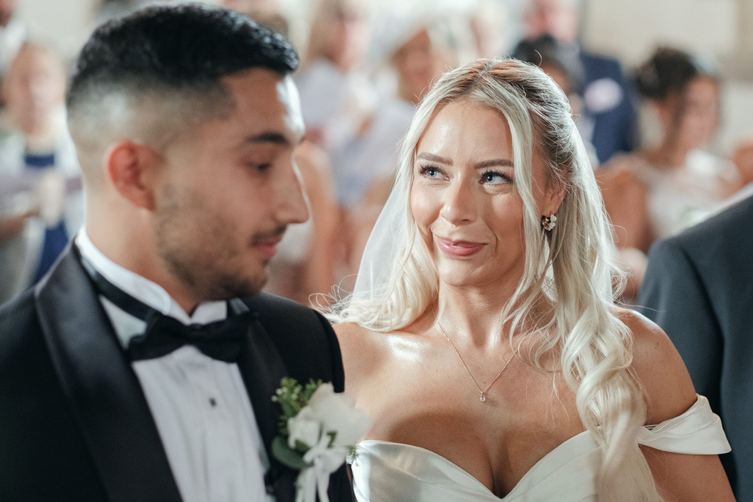 Bride and groom exchanging vows at St Paul’s Church on High Road, Gorefield