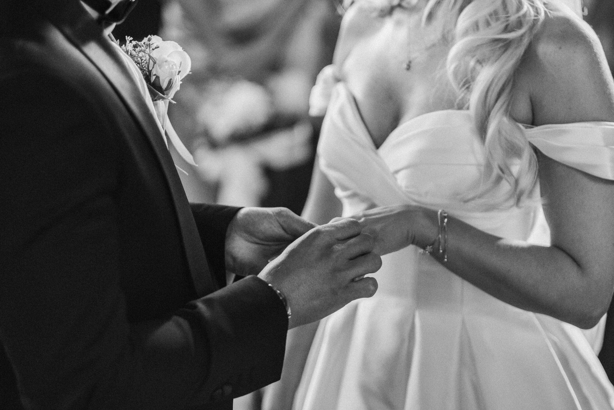 Bride and groom exchanging vows at St Paul’s Church on High Road, Gorefield
