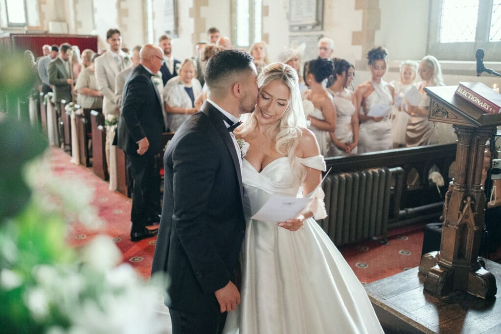 Wedding ceremony inside St Paul’s Church Gorefield during a summer Wisbech wedding