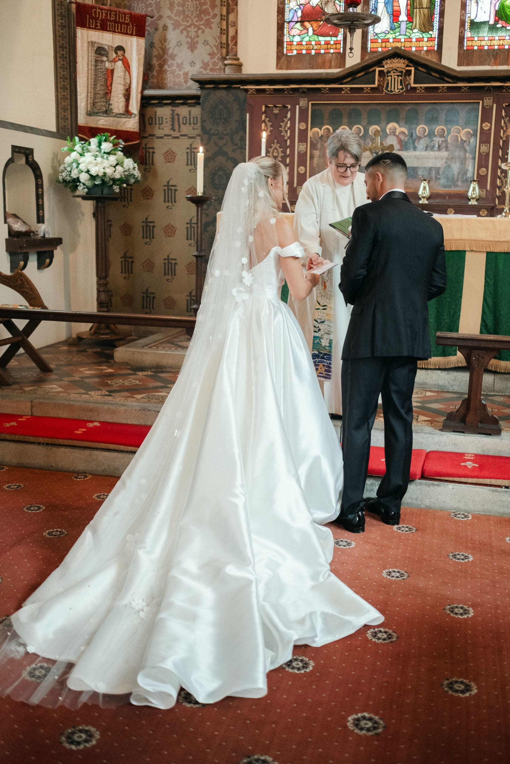 Wedding ceremony inside St Paul’s Church Gorefield during a summer Wisbech wedding