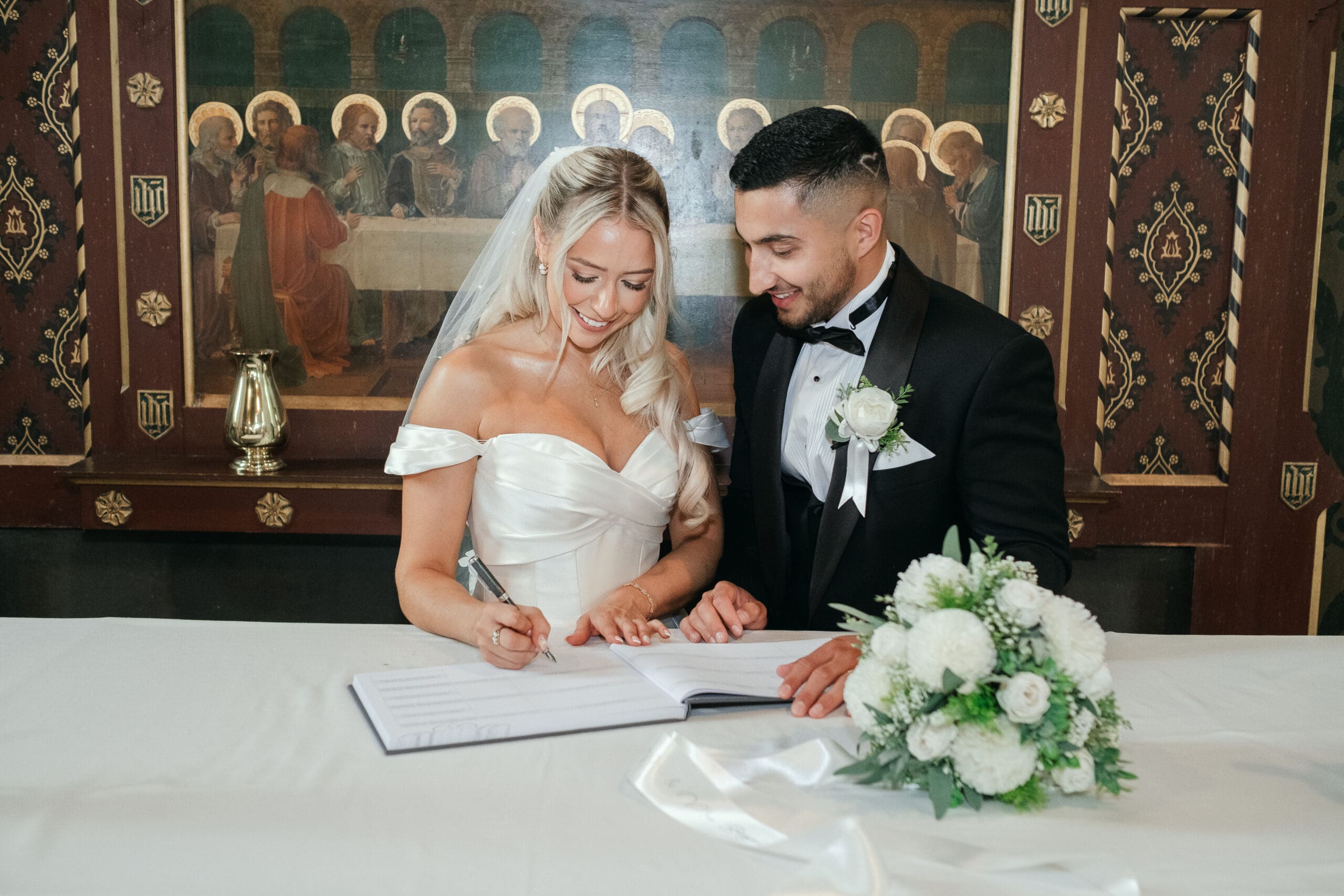 Wedding ceremony inside St Paul’s Church Gorefield during a summer Wisbech wedding
