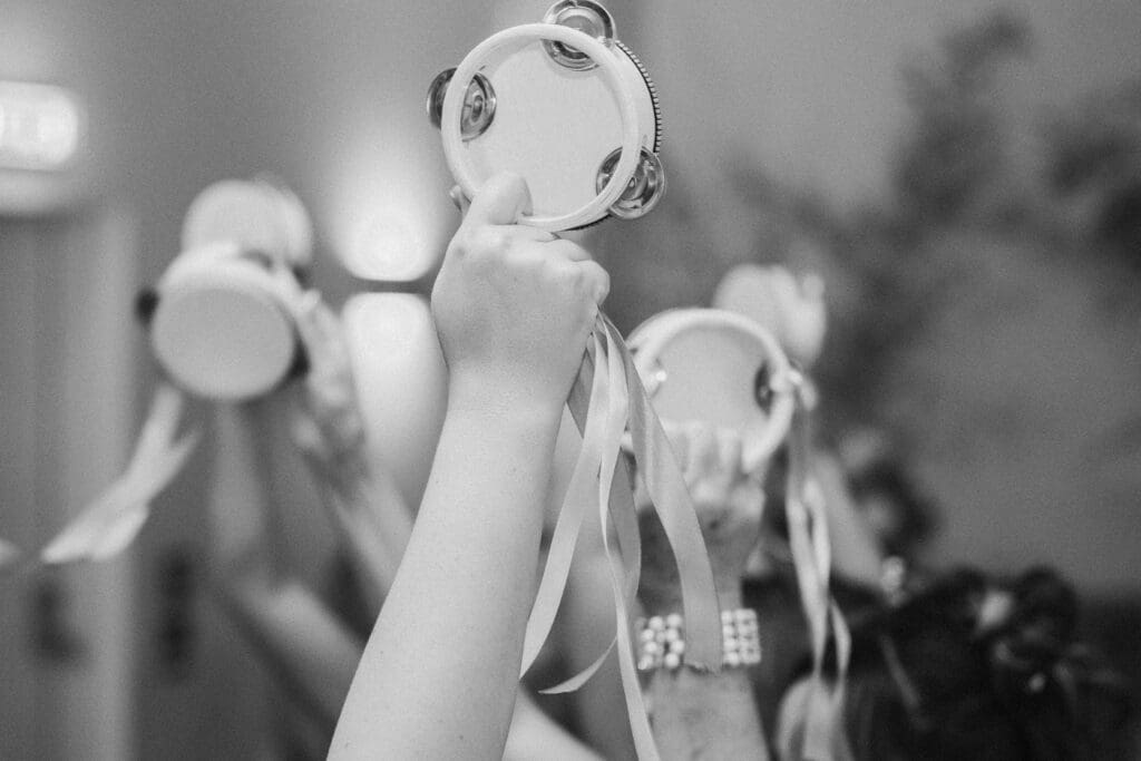 Guests dancing and celebrating during the wedding reception at The Hop Rooms